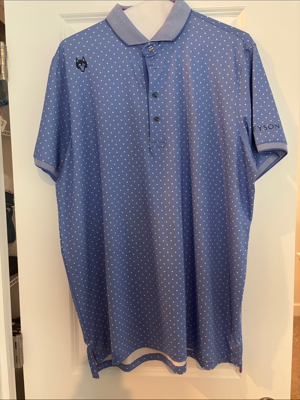 Greyson Men’s Golf Light Blue Micro-Dot Performance Polo